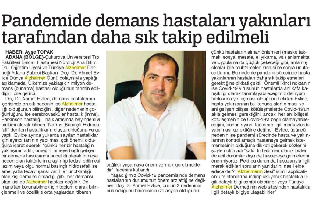 Pandemide Demans Hastaları Yakınları Tarafından Daha Sık Takip Edilmeli