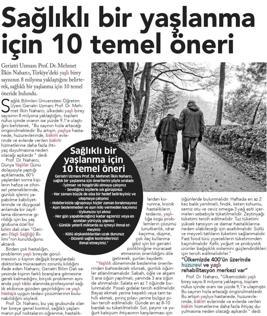 Sağlıklı bir Yaşlanma için 10 Temel Öneri